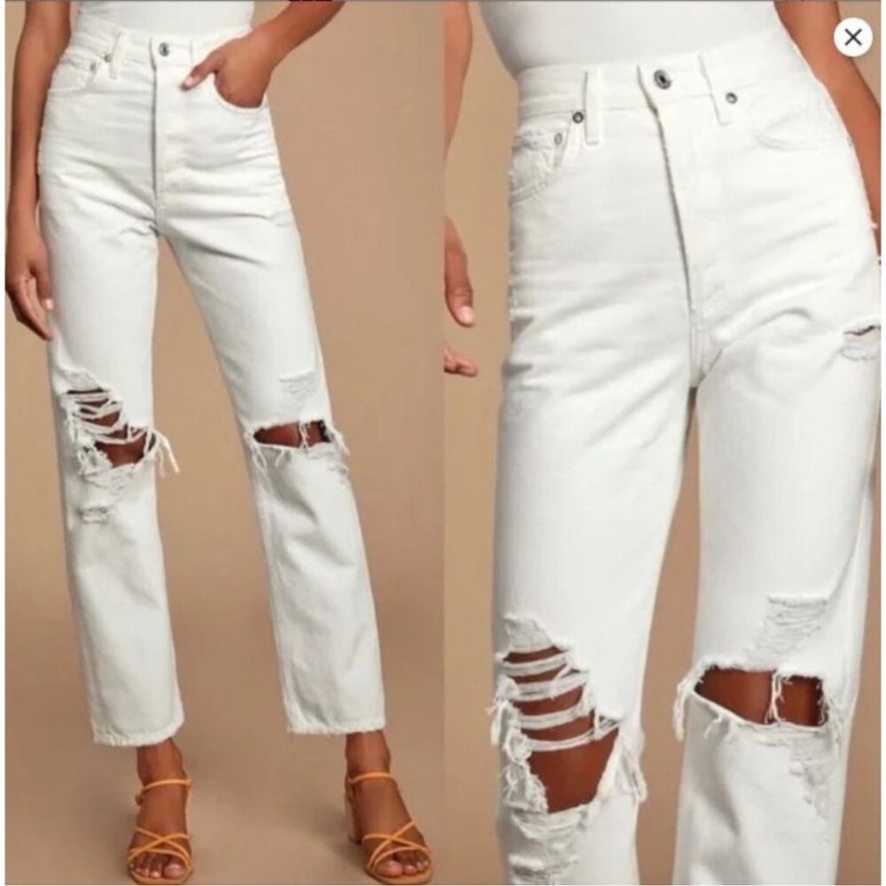 Agolde White Straight Leg Jeans